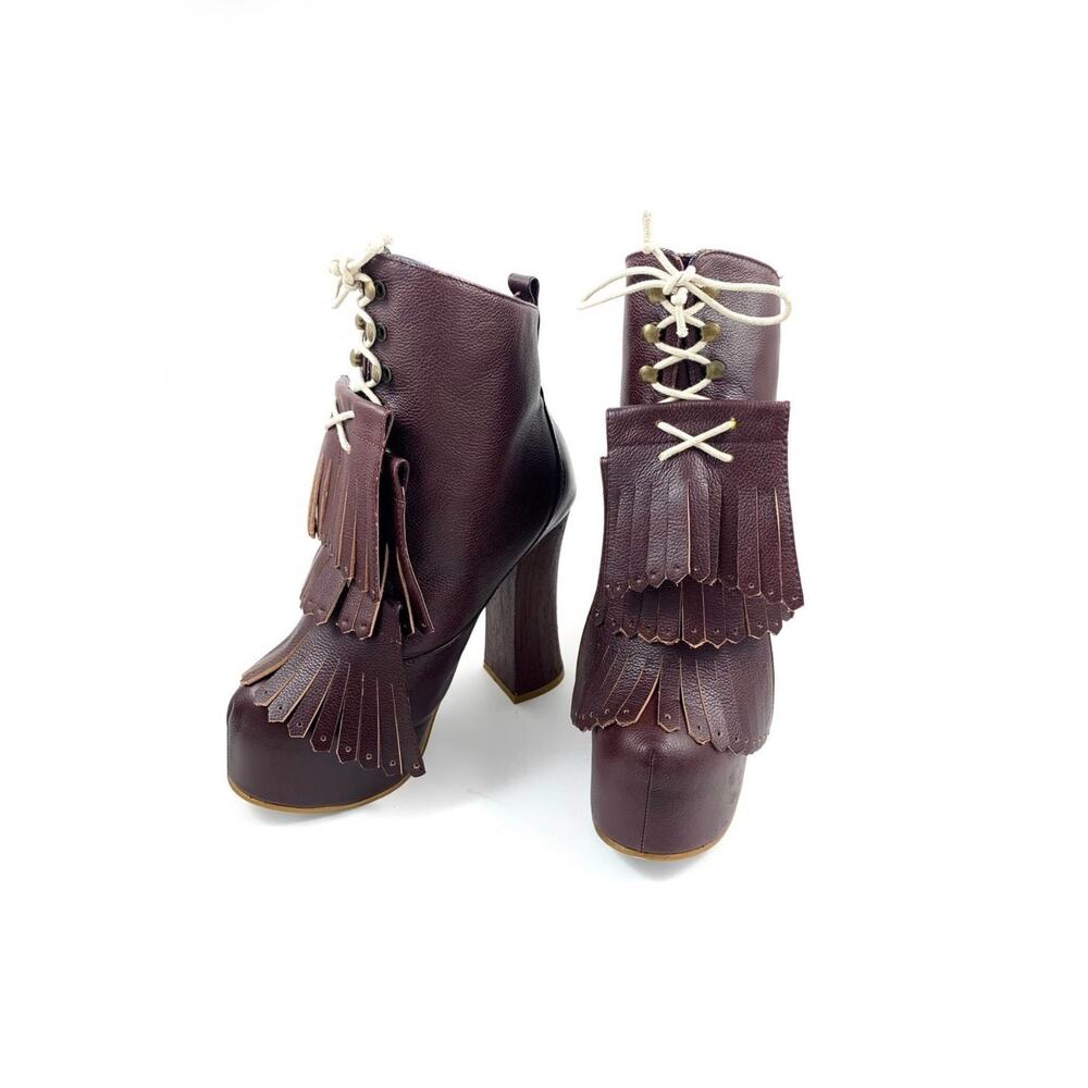 Brand new 2012 super platform brown leather Mary Jane tassel boots - Picture 7 of 15